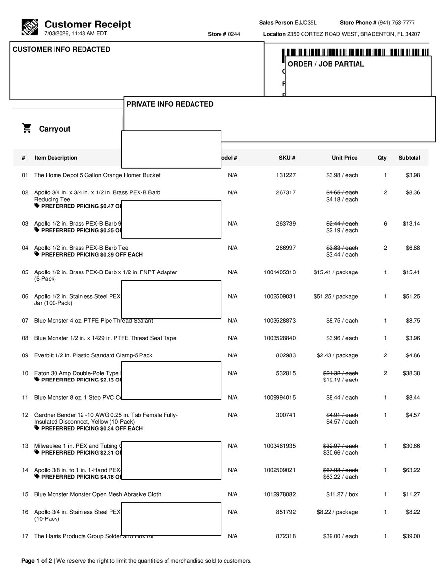 H0244 696046 Receipt