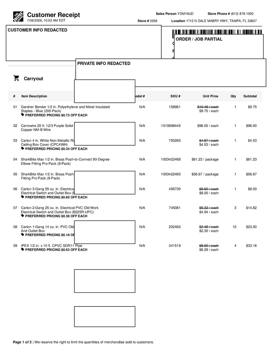 H0256 666690 Receipt