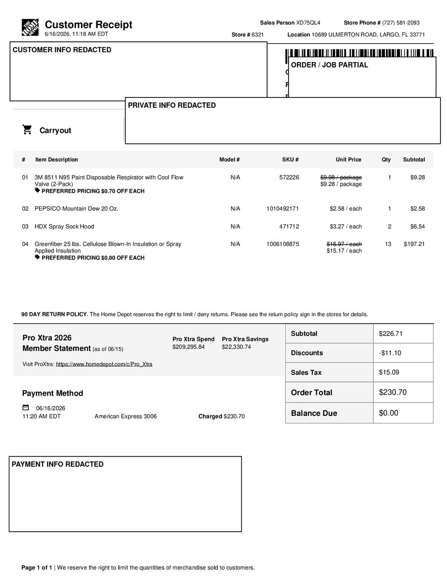 H6321 539507 Receipt