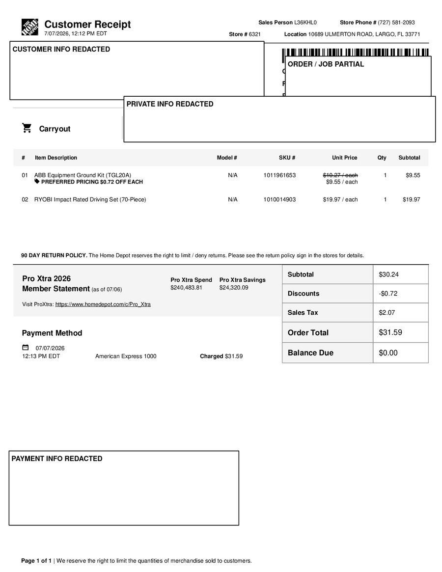 H6321 543193 Receipt